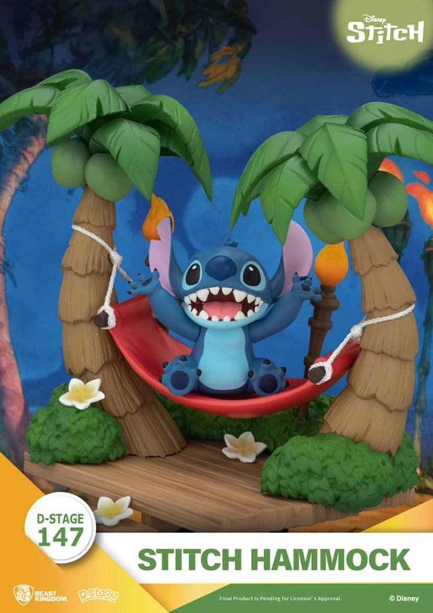 Beast Kingdom Disney Lilo & Stitch Stitch Hammock D-Stage PVC Diorama 13 cm – Foto 6