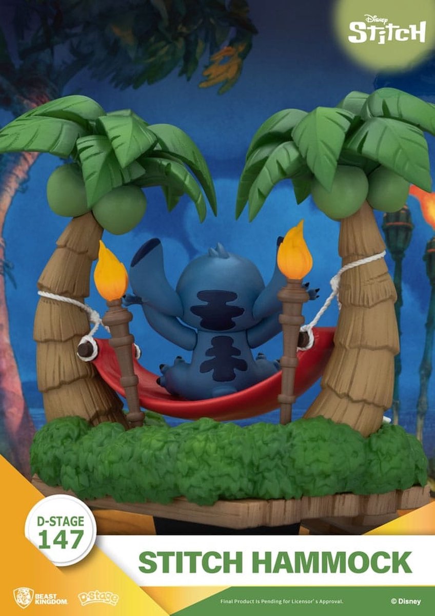 Beast Kingdom Disney Lilo & Stitch Stitch Hammock D-Stage PVC Diorama 13 cm – Foto 5