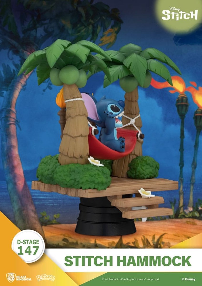 Beast Kingdom Disney Lilo & Stitch Stitch Hammock D-Stage PVC Diorama 13 cm – Foto 4
