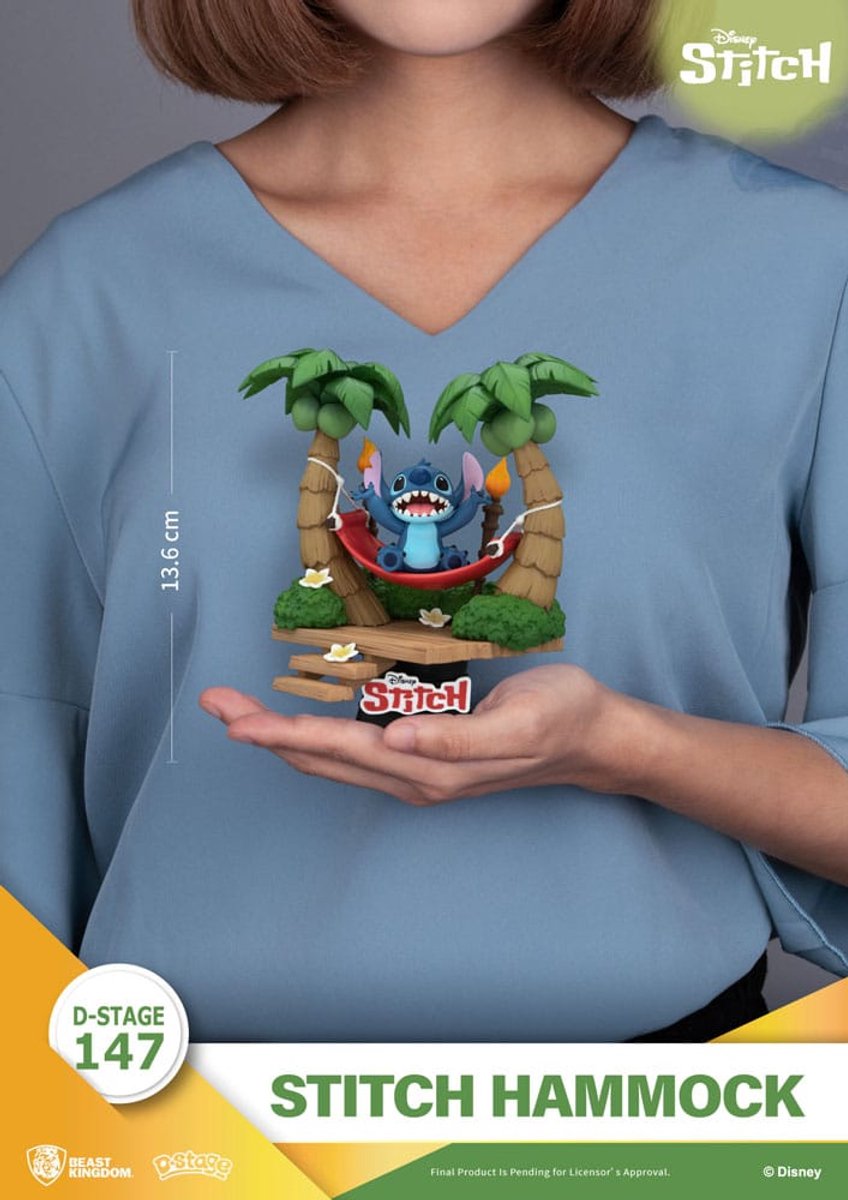 Beast Kingdom Disney Lilo & Stitch Stitch Hammock D-Stage PVC Diorama 13 cm – Foto 3